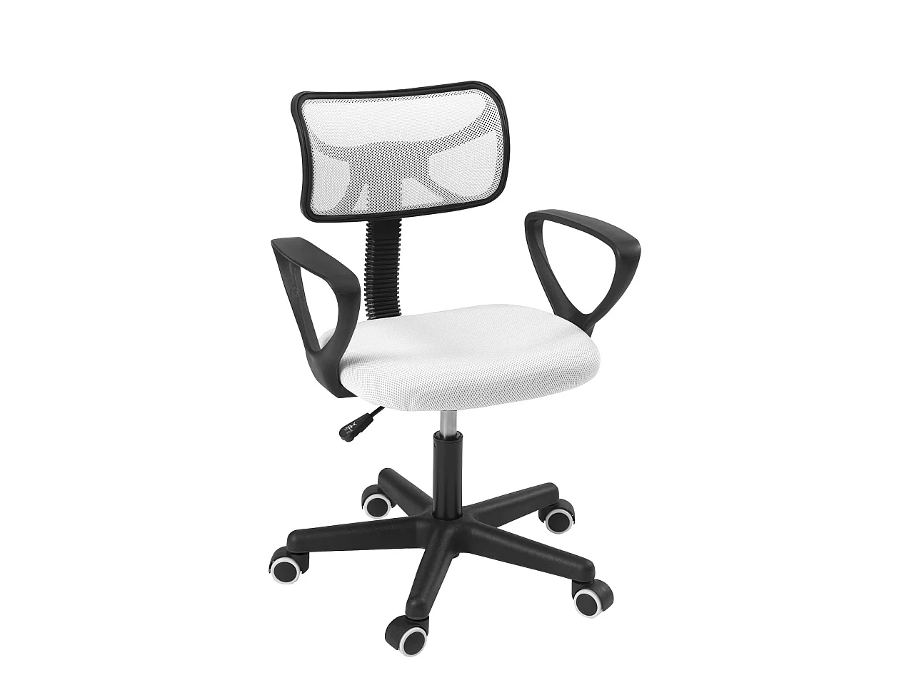 Chaise bureau enfant textile Mesh pivotant accoudoir hauteur réglable roulettes LAB (Blanc)