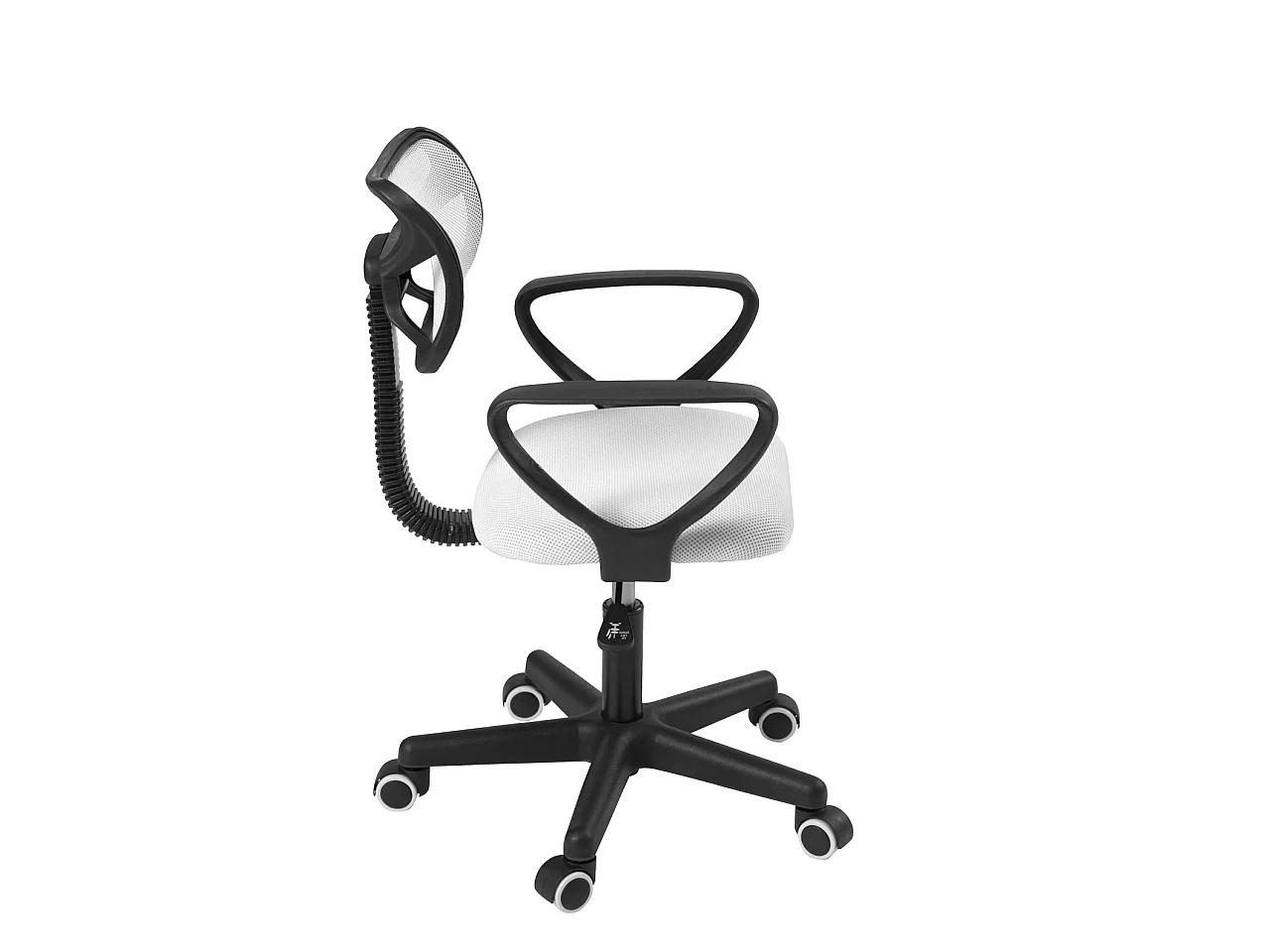 Chaise bureau enfant textile Mesh pivotant accoudoir hauteur réglable roulettes LAB (Blanc)