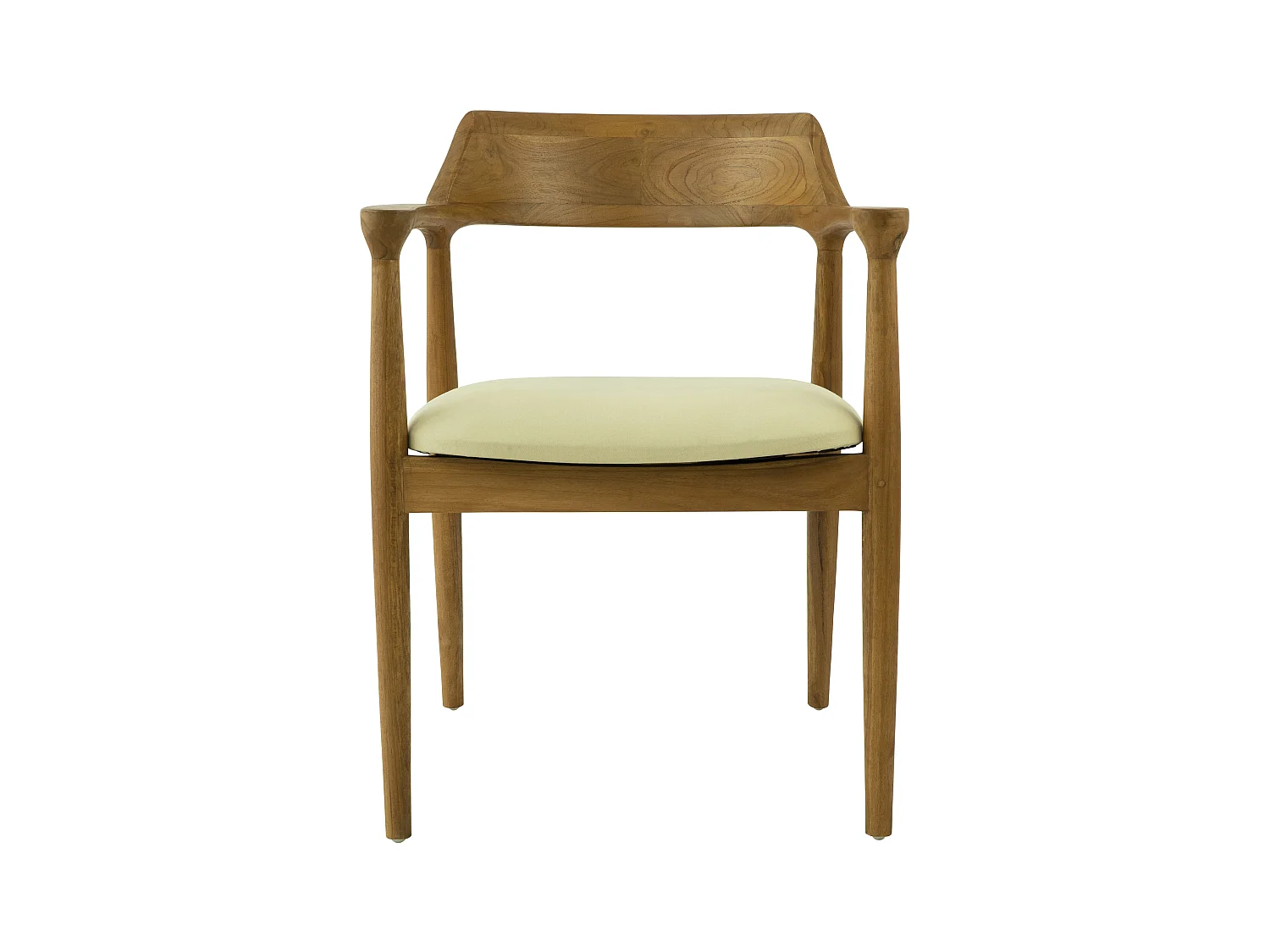 Chaise avec accoudoirs en teck et tissu - Naturel et crème - SOUADY