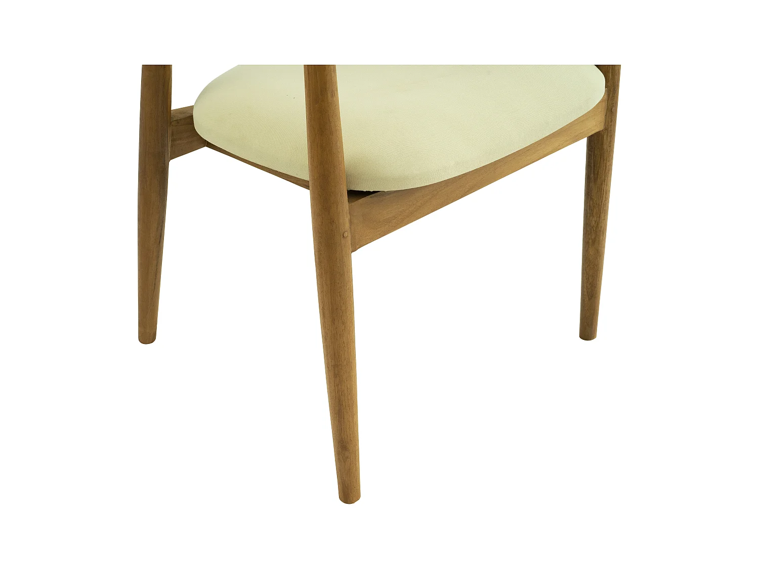 Chaise avec accoudoirs en teck et tissu - Naturel et crème - SOUADY