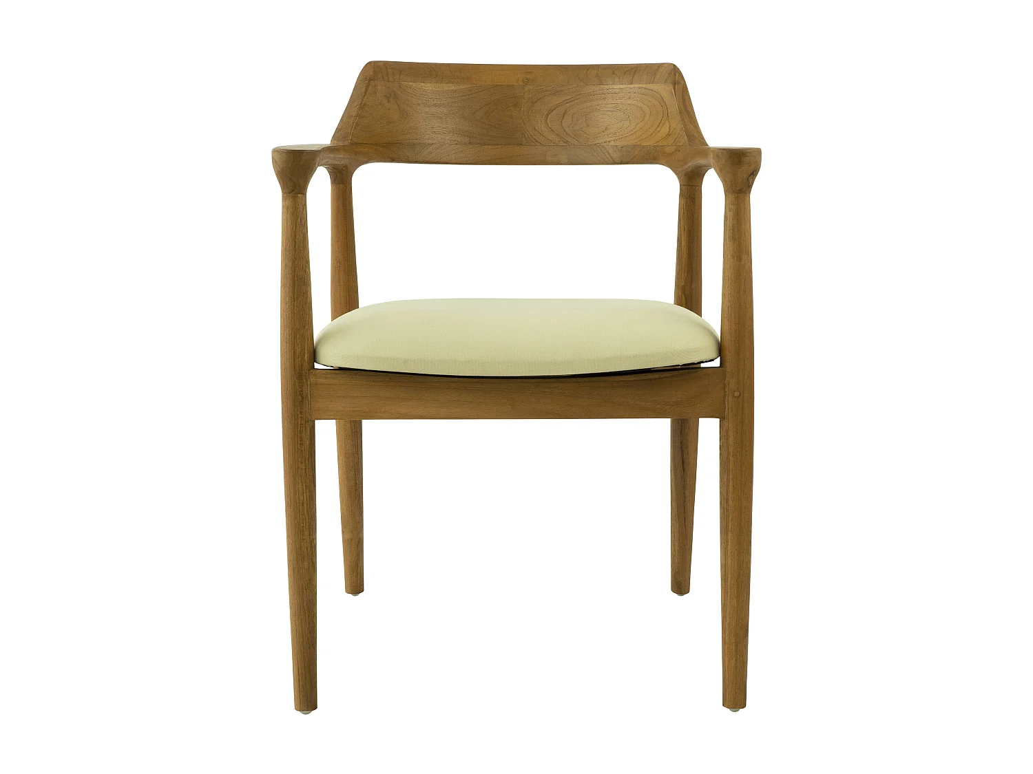 Chaise avec accoudoirs en teck et tissu - Naturel et crème - SOUADY