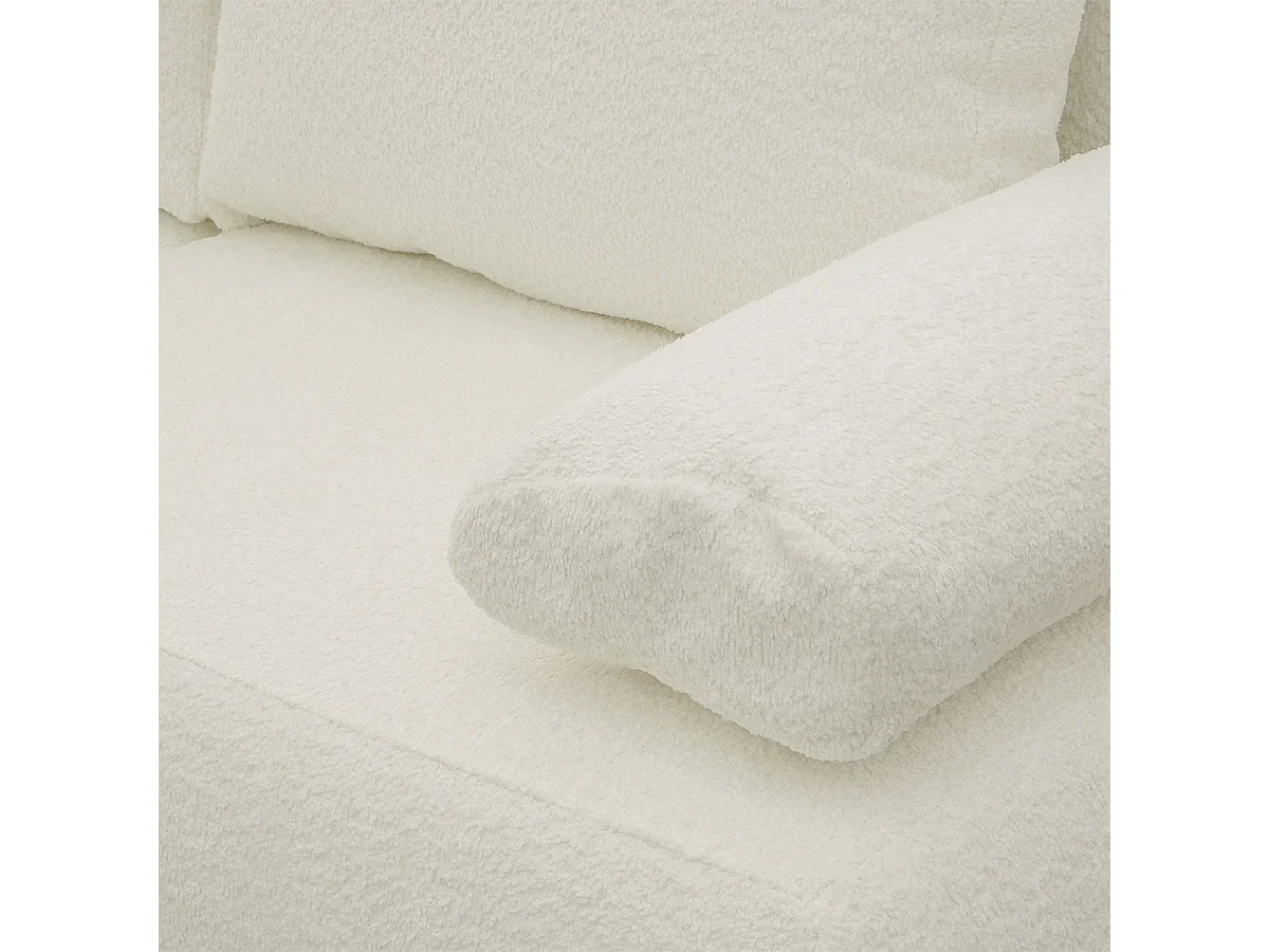 Canapé convertible 3 places avec coffre en tissu bouclette beige LARIA