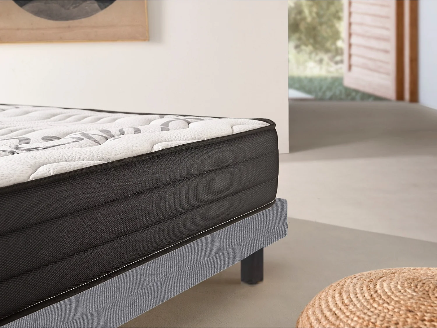 Ensemble Matelas Ressorts ensachés 25cm + Sommier +  Oreillers, Accueil Viscolatex - 140x190