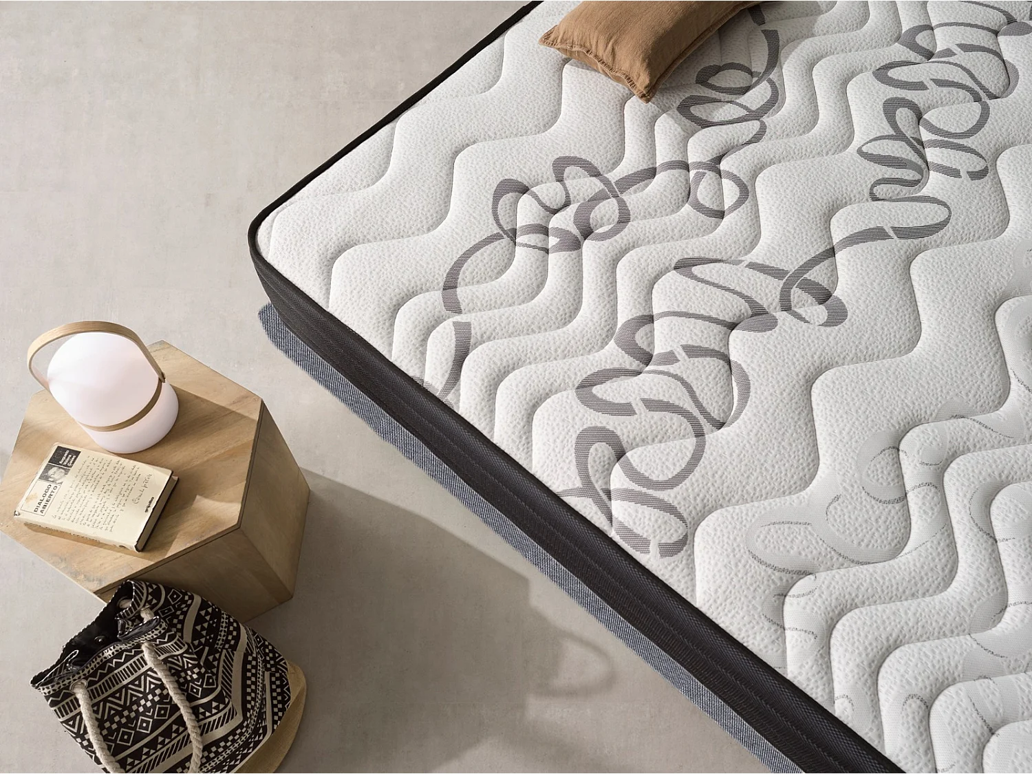 Ensemble Matelas Ressorts 25cm + Sommier +  Oreillers + Couette , Accueil Viscolatex, 90x190