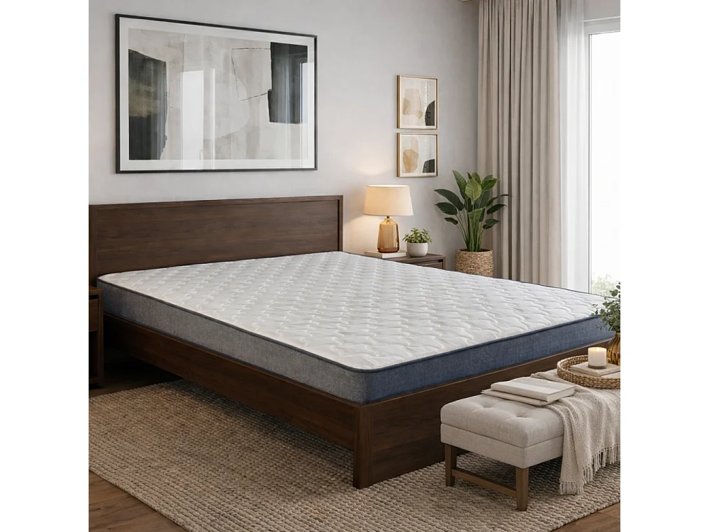 Matelas Mousse 160x200 New York - Ferme - Réversible - Côté Été/hiver - H15 Cm