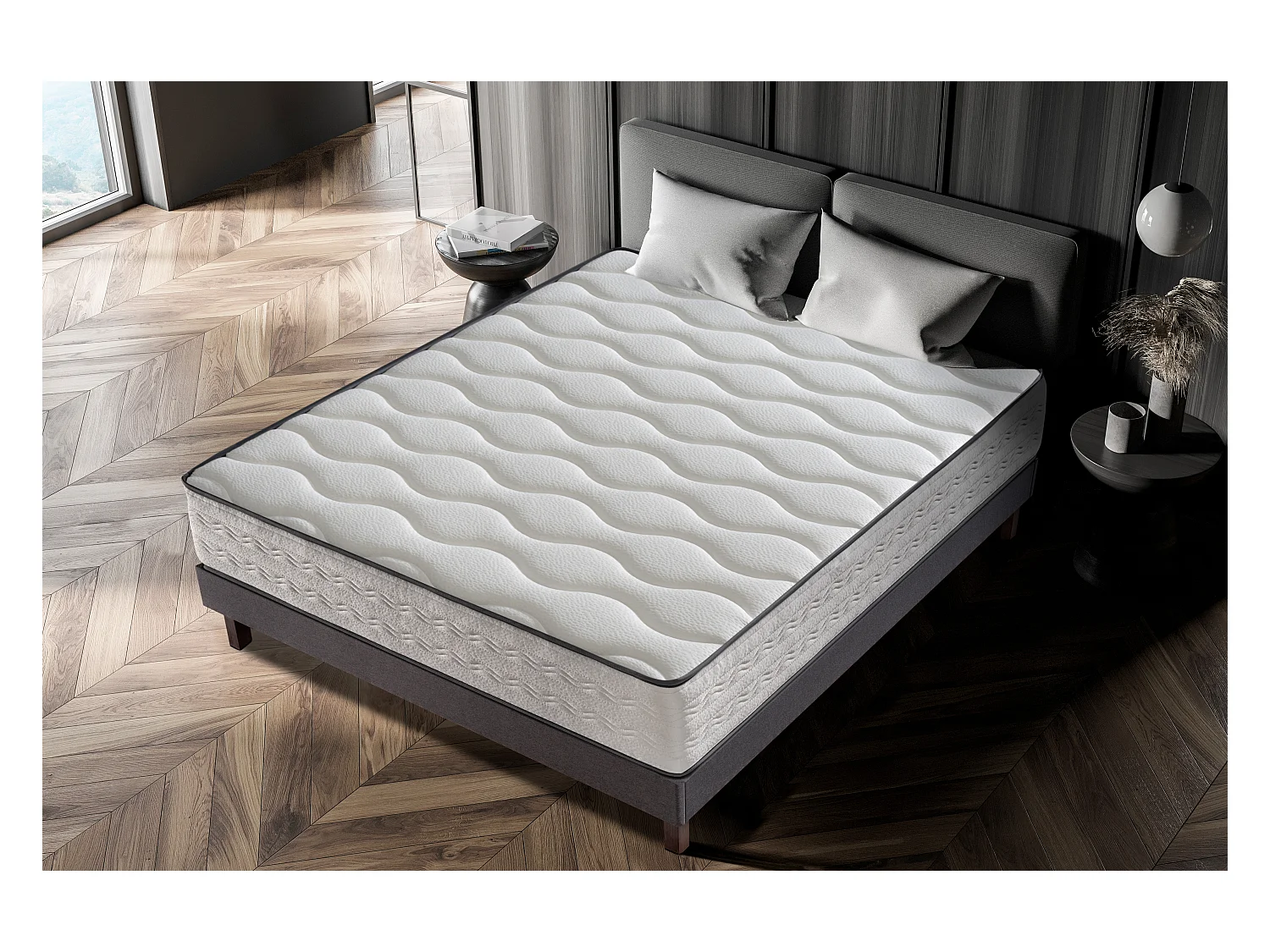Matelas Mousse 180x200 Firenza - Ferme - Réversible - Côté Été/hiver - H25 Cm