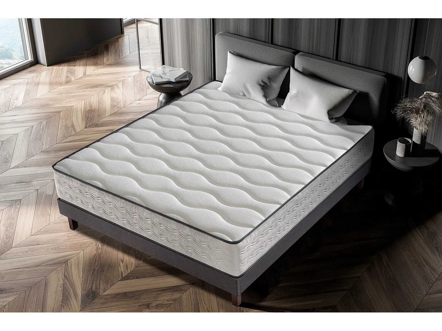 Matelas Mousse 150x200 - Ferme - Réversible - Côté Été/hiver - H25 Cm