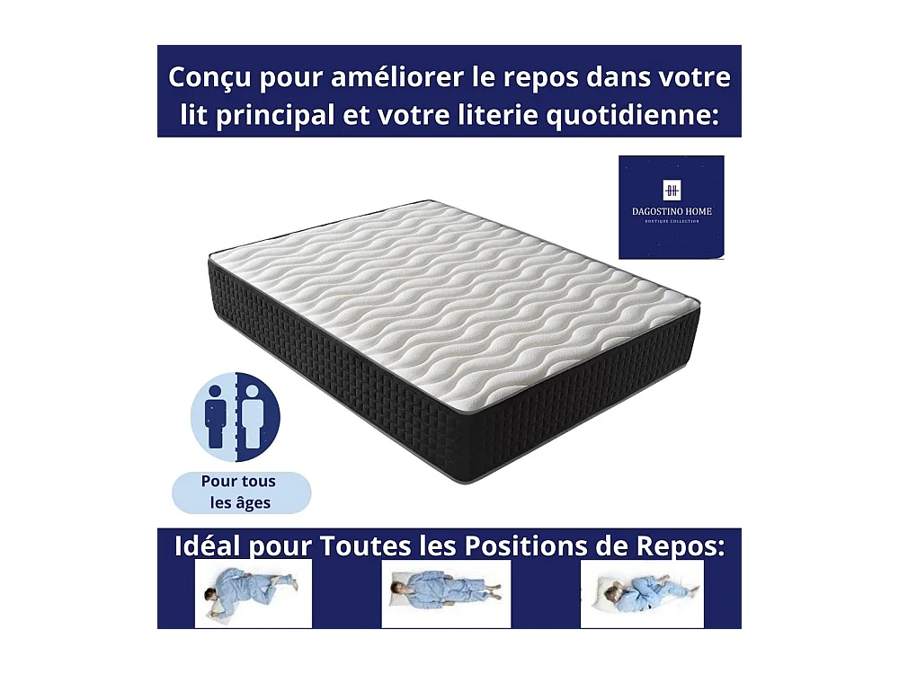 Materasso 160 x 200 Viscogel Fresh | Anti-stress, Sonno Profondo e Riparatore | Altezza 30 cm | DAGOSTINO HOME