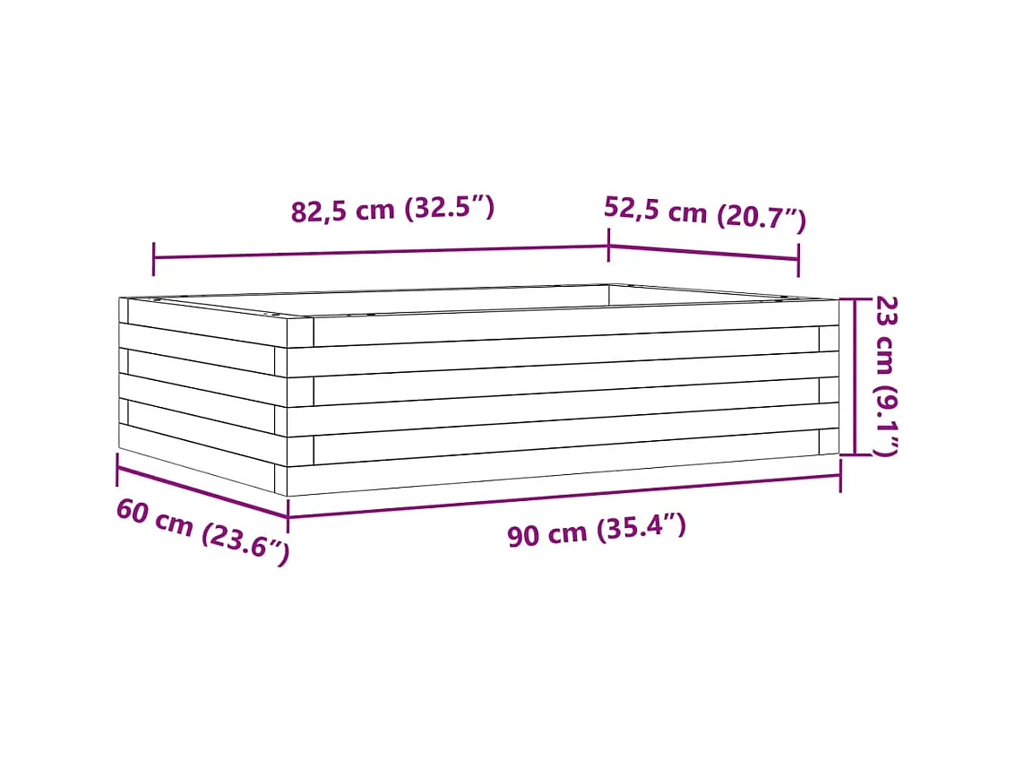 Jardinière bac lit surélevé bois marron 90 x 60 x 23 cm 02_0038010