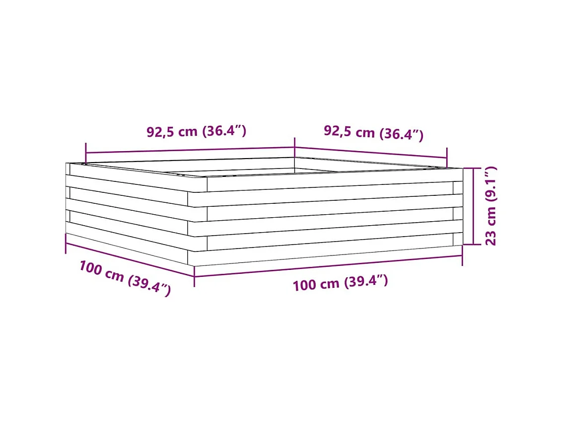 Jardinière bac lit surélevé bois marron 100 x 100 x 23 cm 02_0037250