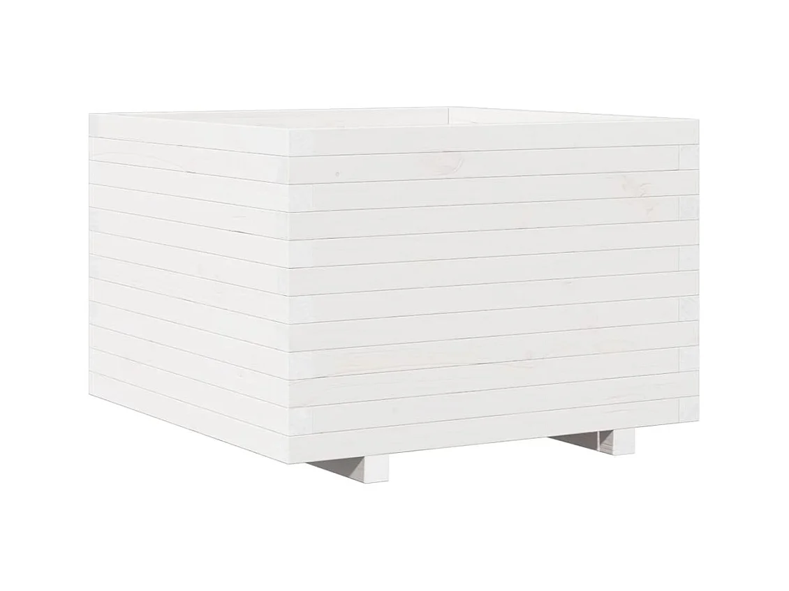 Jardinière bac lit surélevé bois blanche 70 x 70 x 49.5 cm 02_0037826