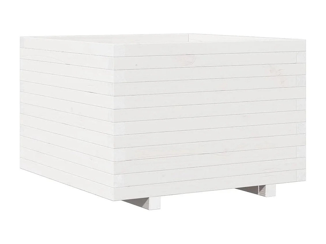 Jardinière bac lit surélevé bois blanche 70 x 70 x 49.5 cm 02_0037826