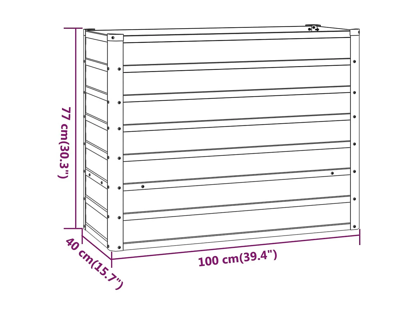 Jardinière bac lit surélevé marron 100 x 40 x 77 cm 02_0039859