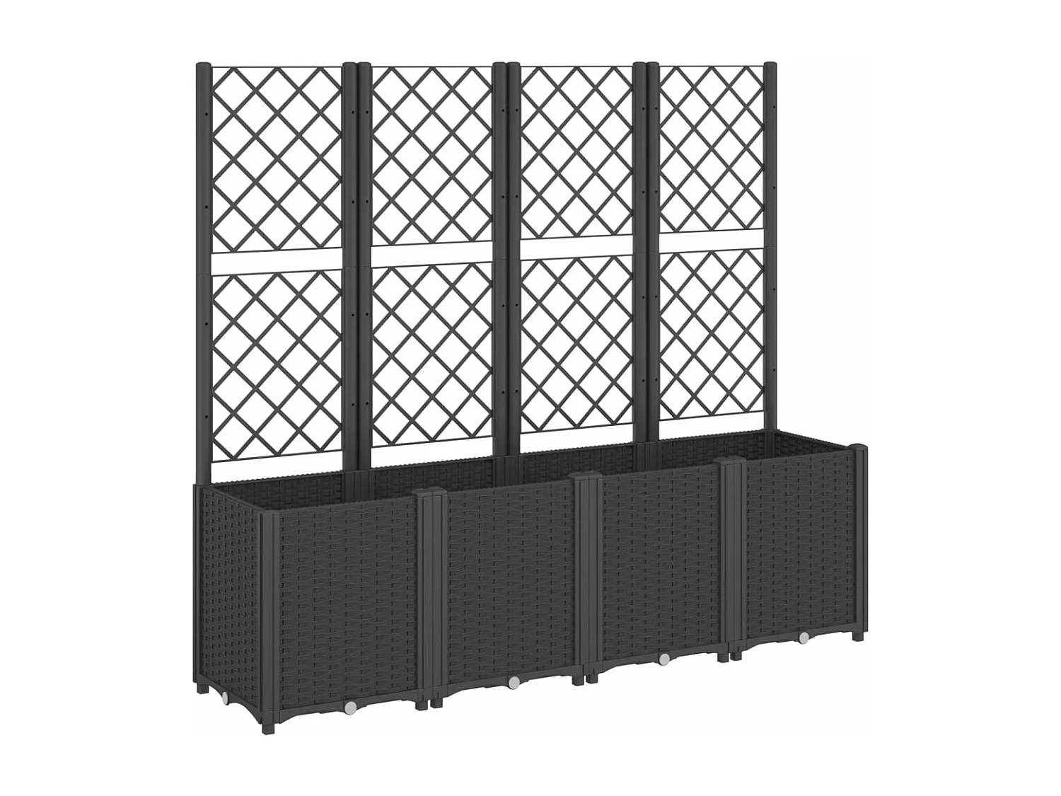 Fioriera aiuola rialzata vassoio piante fiori terrazza giardino con traliccio 160 x 40 x 140 cm PP nero 02_0038265
