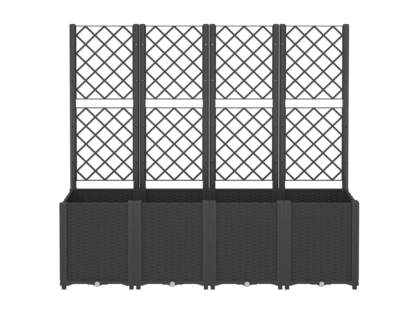 Fioriera aiuola rialzata vassoio piante fiori terrazza giardino con traliccio 160 x 40 x 140 cm PP nero 02_0038265