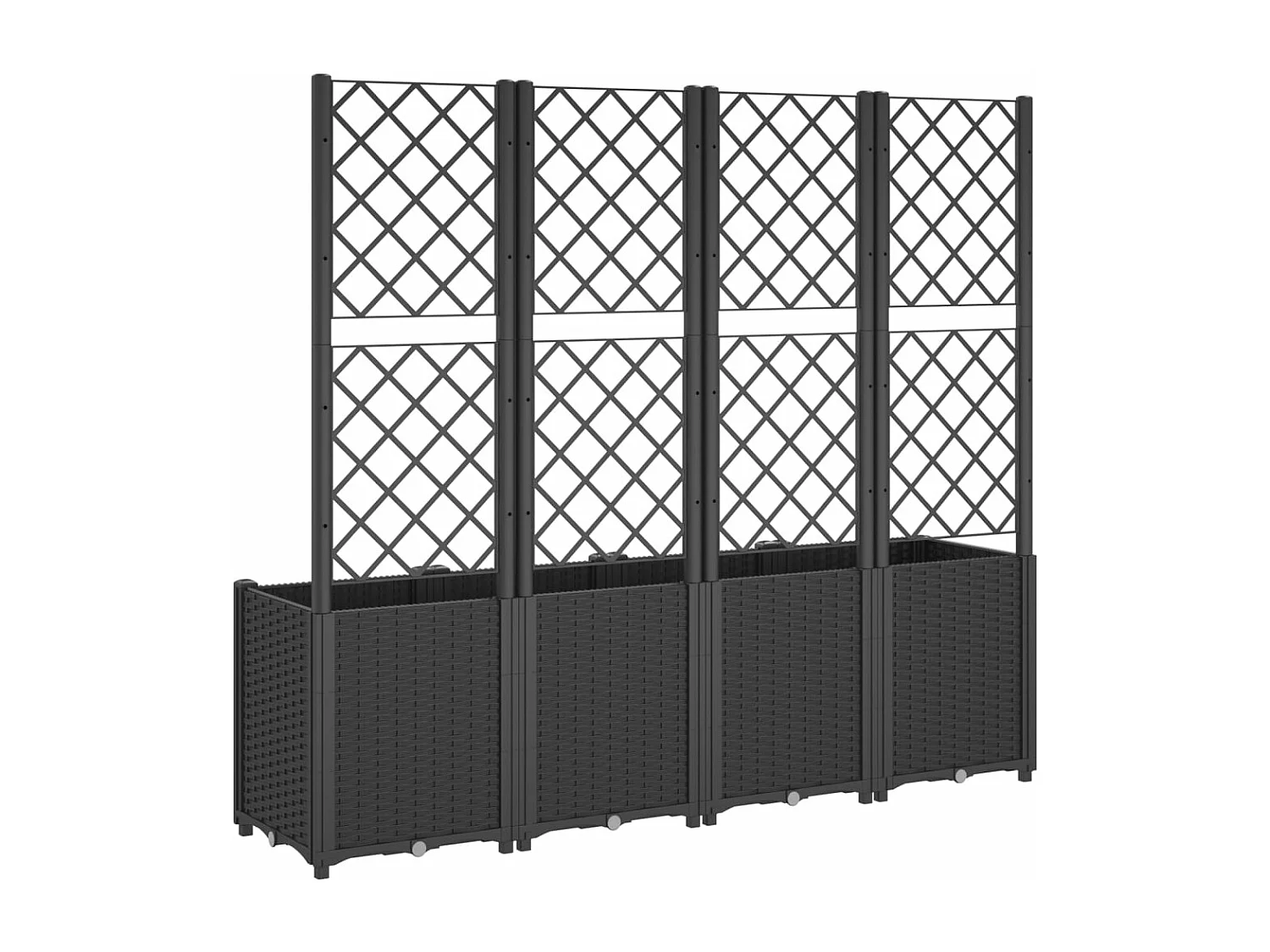 Fioriera aiuola rialzata vassoio piante fiori terrazza giardino con traliccio 160 x 40 x 140 cm PP nero 02_0038265