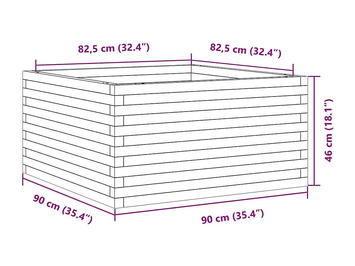 Jardinière bac lit surélevé bois marron 90 x 90 x 46 cm 02_0038052