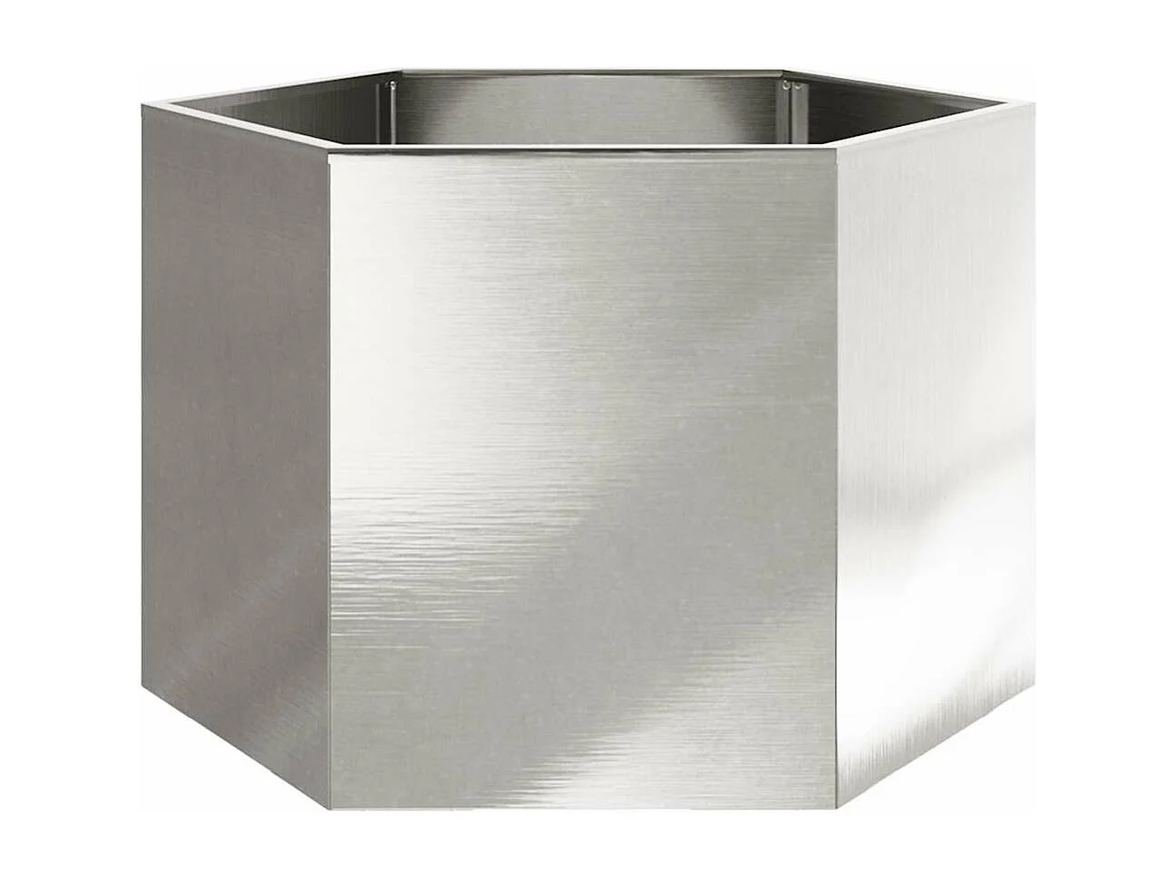 Bandeja para plantador canteiro elevado plantas flores terraço jardim hexágono 69 x 60 x 45 cm aço inoxidável prata 02_0038653