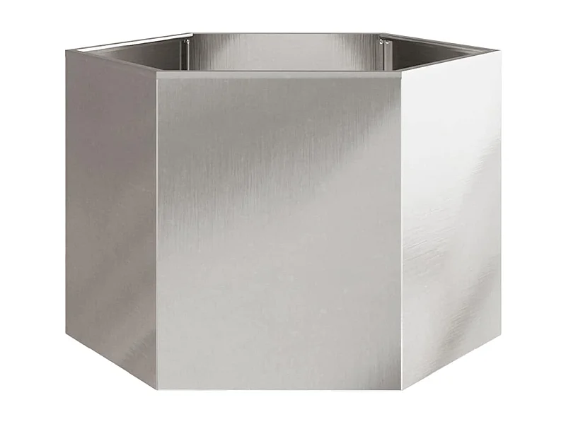 Bandeja para plantador canteiro elevado plantas flores terraço jardim hexágono 69 x 60 x 45 cm aço inoxidável prata 02_0038653