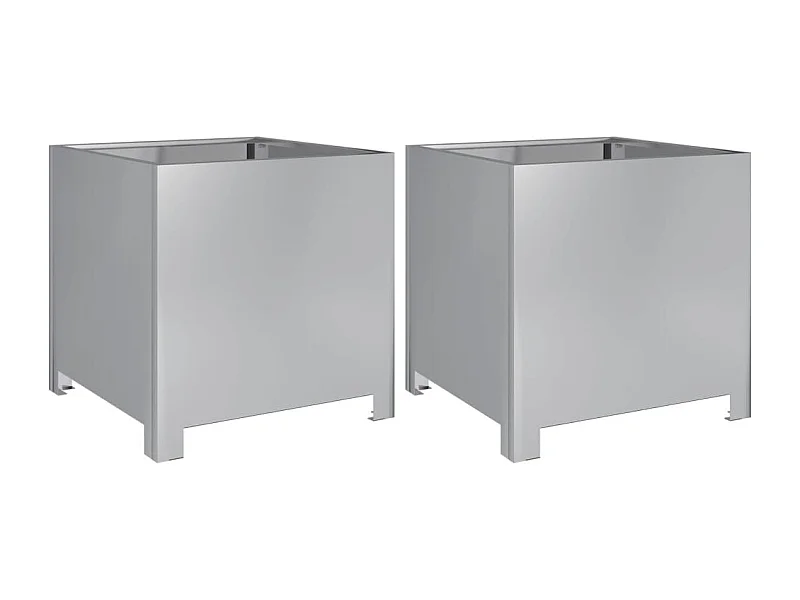 Vaso per fioriera aiuola rialzata piante fiori giardino terrazze set da 2 40 x 40 x 40 cm acciaio zincato argento 02_0038956