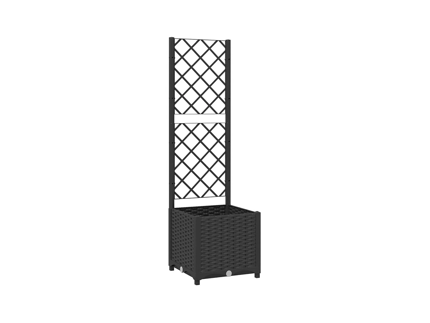 Fioriera aiuola rialzata vassoio piante fiori terrazza giardino con traliccio 40 x 40 x 136 cm PP nero 02_0038289