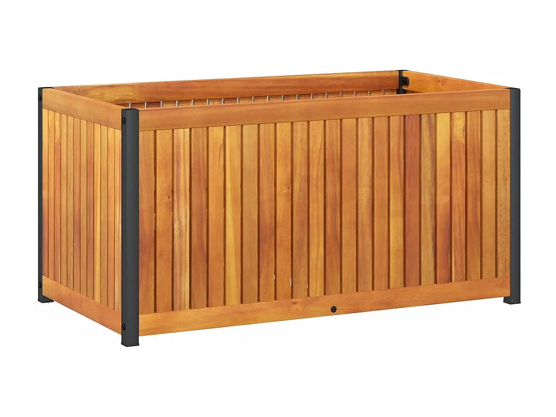 Vassoio per fioriera aiuola rialzata piante fiori terrazza giardino 85 x 45 x 44 cm legno massello di acacia e acciaio marrone 02_0037961