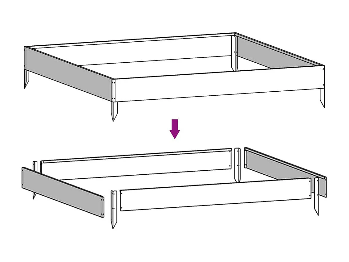 Macetero bancal elevado plantas flores terraza jardín jardín 100 x 100 x 18,5 cm acero corten marrón 02_0039258