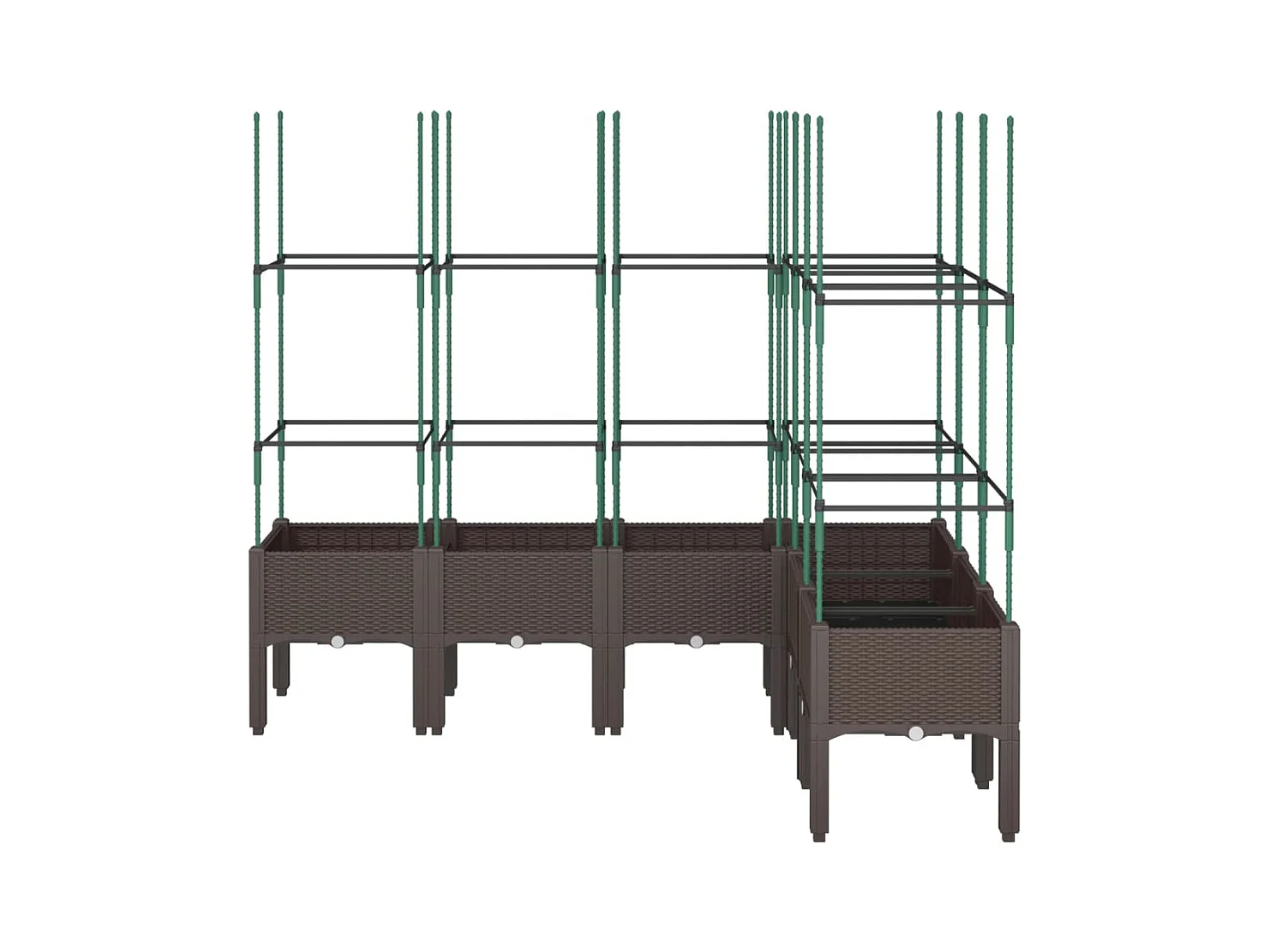 Plantador bandeja elevada plantas flores terraço jardim com treliça 160 x 120 x 142,5 cm PP marrom 02_0038256