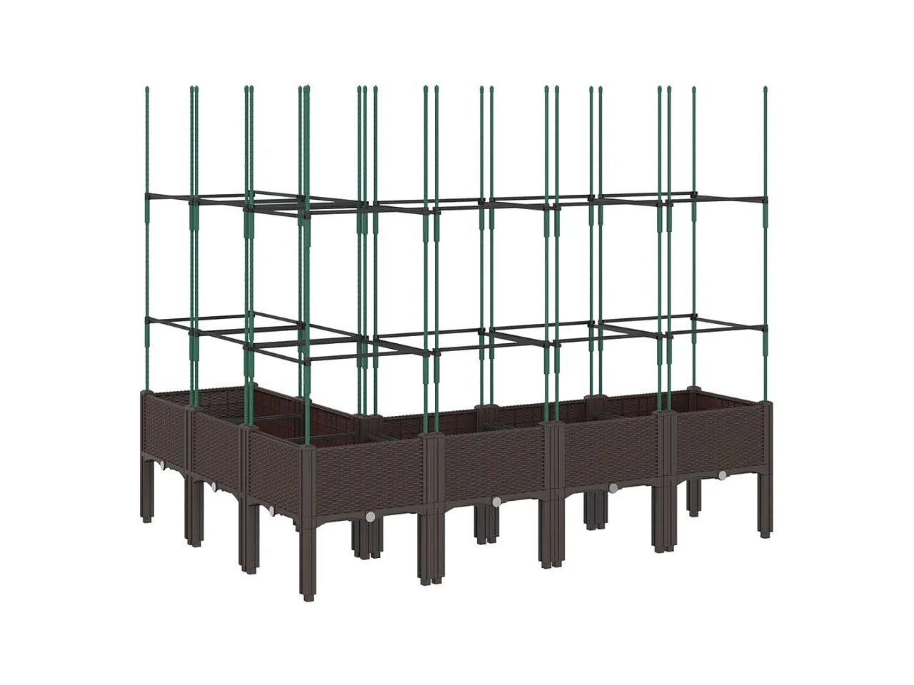 Plantador bandeja elevada plantas flores terraço jardim com treliça 160 x 120 x 142,5 cm PP marrom 02_0038256