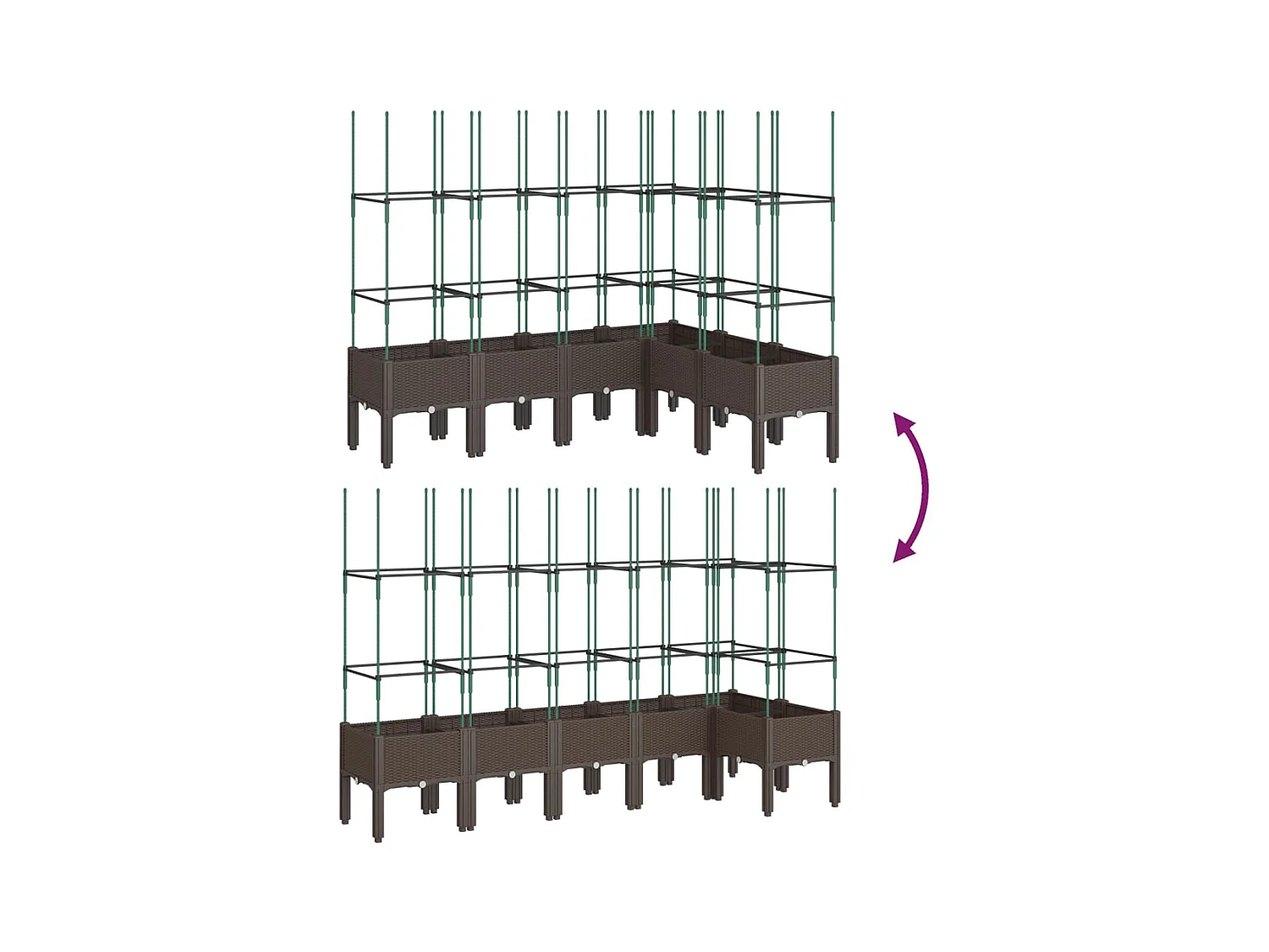 Plantador bandeja elevada plantas flores terraço jardim com treliça 160 x 120 x 142,5 cm PP marrom 02_0038256