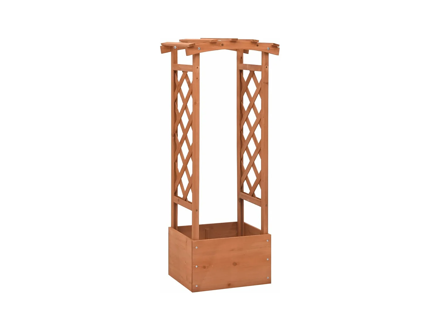 Macetero bancal elevado plantas flores terraza enrejado jardín con arco 49 x 39 x 117 cm madera de abeto marrón 02_0038850