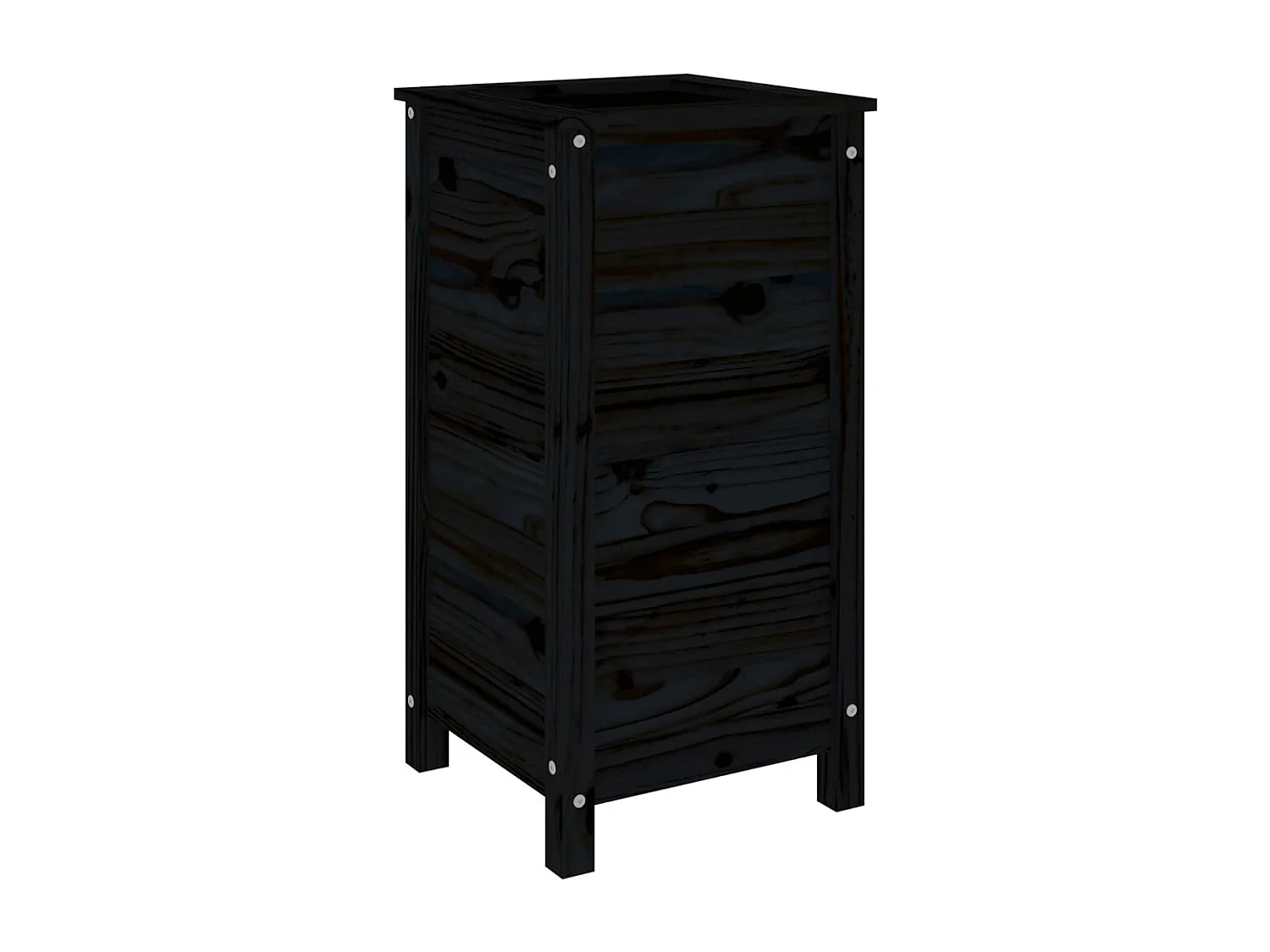Vassoio per fioriera aiuola rialzata piante fiori terrazza giardino 40 x 40 x 78 cm legno massiccio di pino nero 02_0037582
