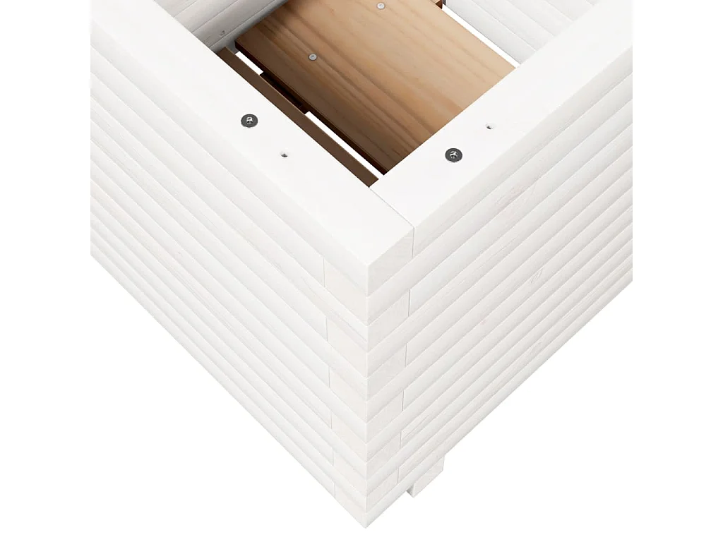 Jardinière bac lit surélevé bois blanche 50 x 50 x 49.5 cm 02_0037648