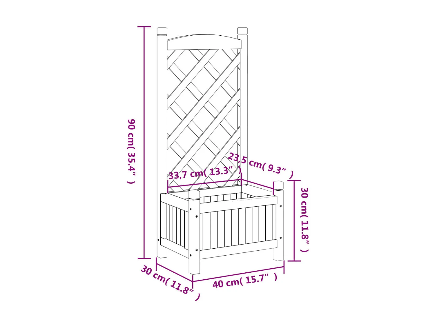Jardinière bac lit surélevé bois marron 40 x 30 x 90 cm 02_0038336