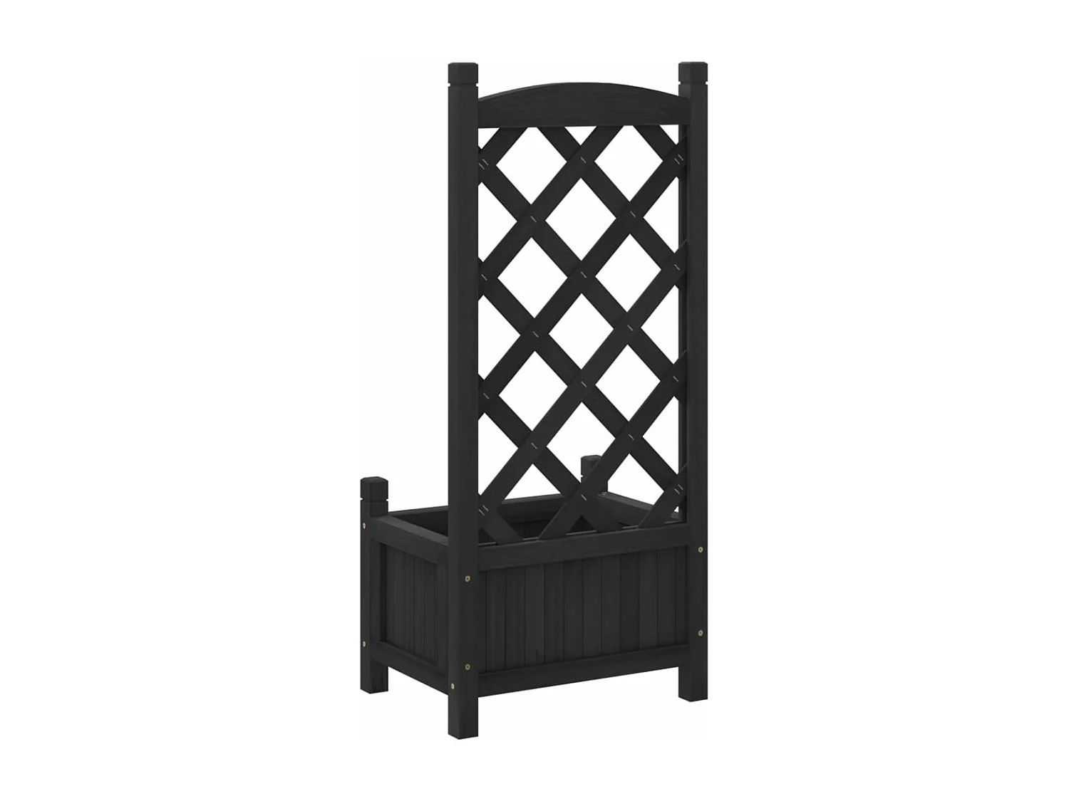 Vassoio per fioriera aiuola rialzata piante fiori terrazza giardino con traliccio in legno massello di abete nero 02_0038336