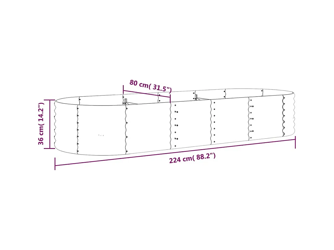 Jardinière bac lit surélevé grise 224 x 80 x 36 cm 02_0039602