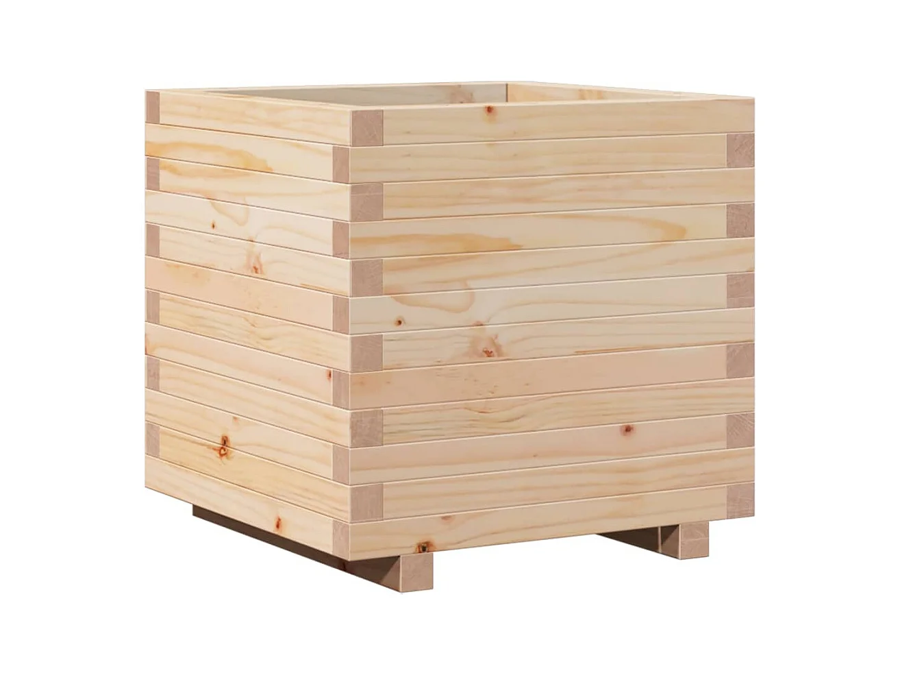 Macetero bancal elevado plantas flores terraza jardín 50 x 50 x 49,5 cm madera maciza de pino marrón 02_0037645