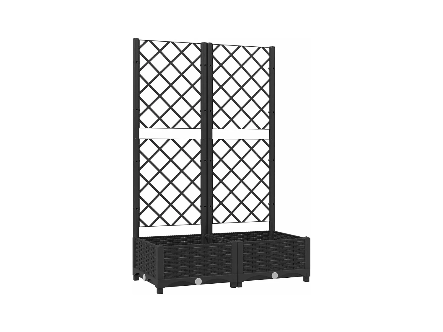 Fioriera aiuola rialzata vassoio piante fiori terrazza giardino con traliccio 80 x 40 x 121,5 cm PP nero 02_0038304