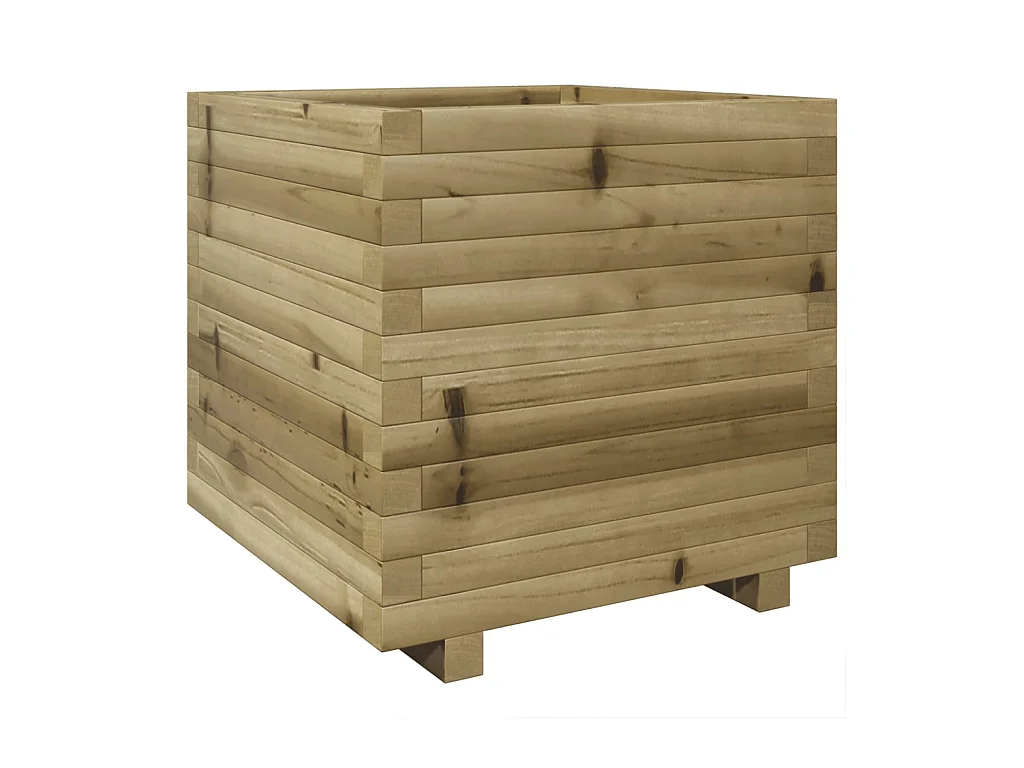 Macetero bancal elevado plantas flores terraza jardín 50 x 50 x 49,5 cm madera de pino impregnada marrón 02_0037644