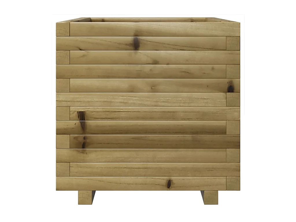 Macetero bancal elevado plantas flores terraza jardín 50 x 50 x 49,5 cm madera de pino impregnada marrón 02_0037644