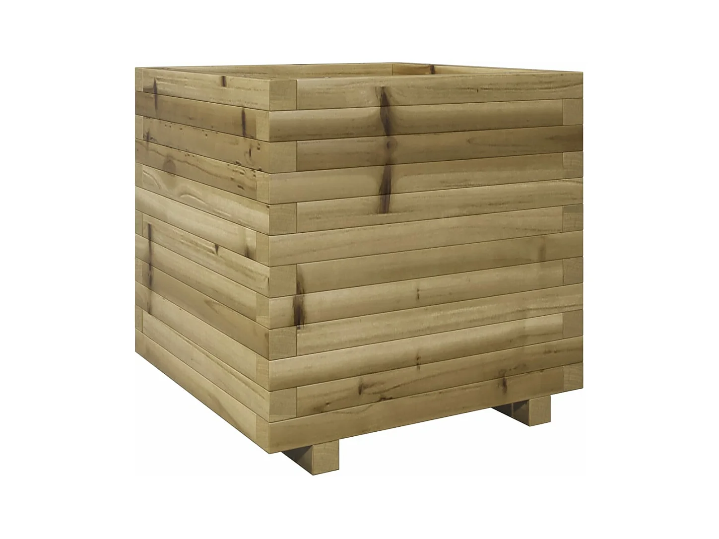 Macetero bancal elevado plantas flores terraza jardín 50 x 50 x 49,5 cm madera de pino impregnada marrón 02_0037644