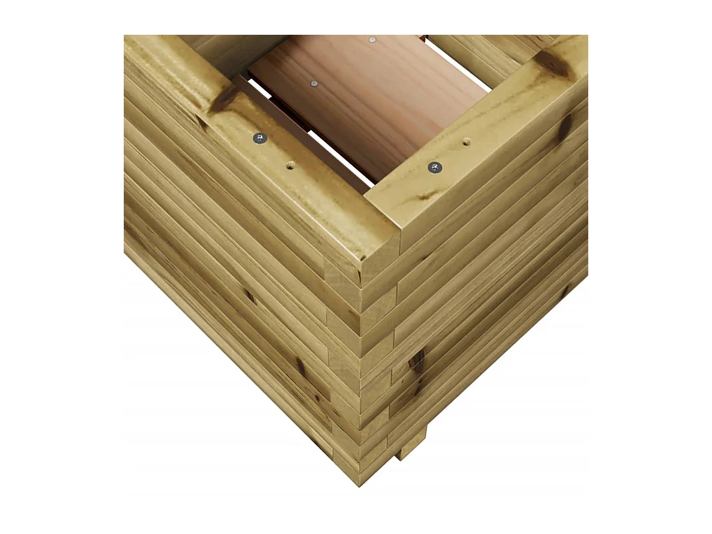 Macetero bancal elevado plantas flores terraza jardín 50 x 50 x 49,5 cm madera de pino impregnada marrón 02_0037644