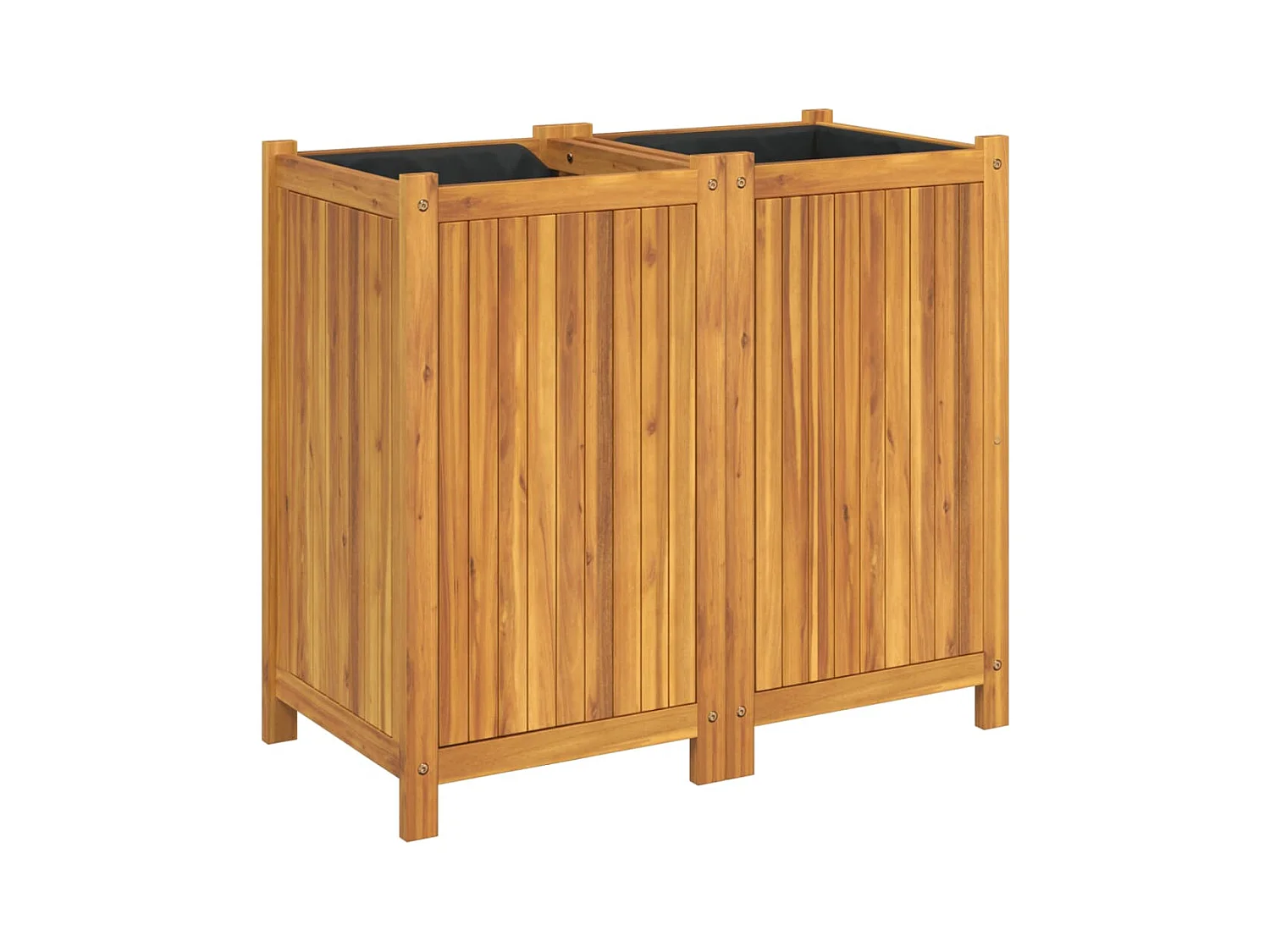 Fioriera aiuola rialzata vassoio piante fiori terrazza giardino con fodera 84 x 42 x 75 cm legno massello di acacia marrone 02_0038146