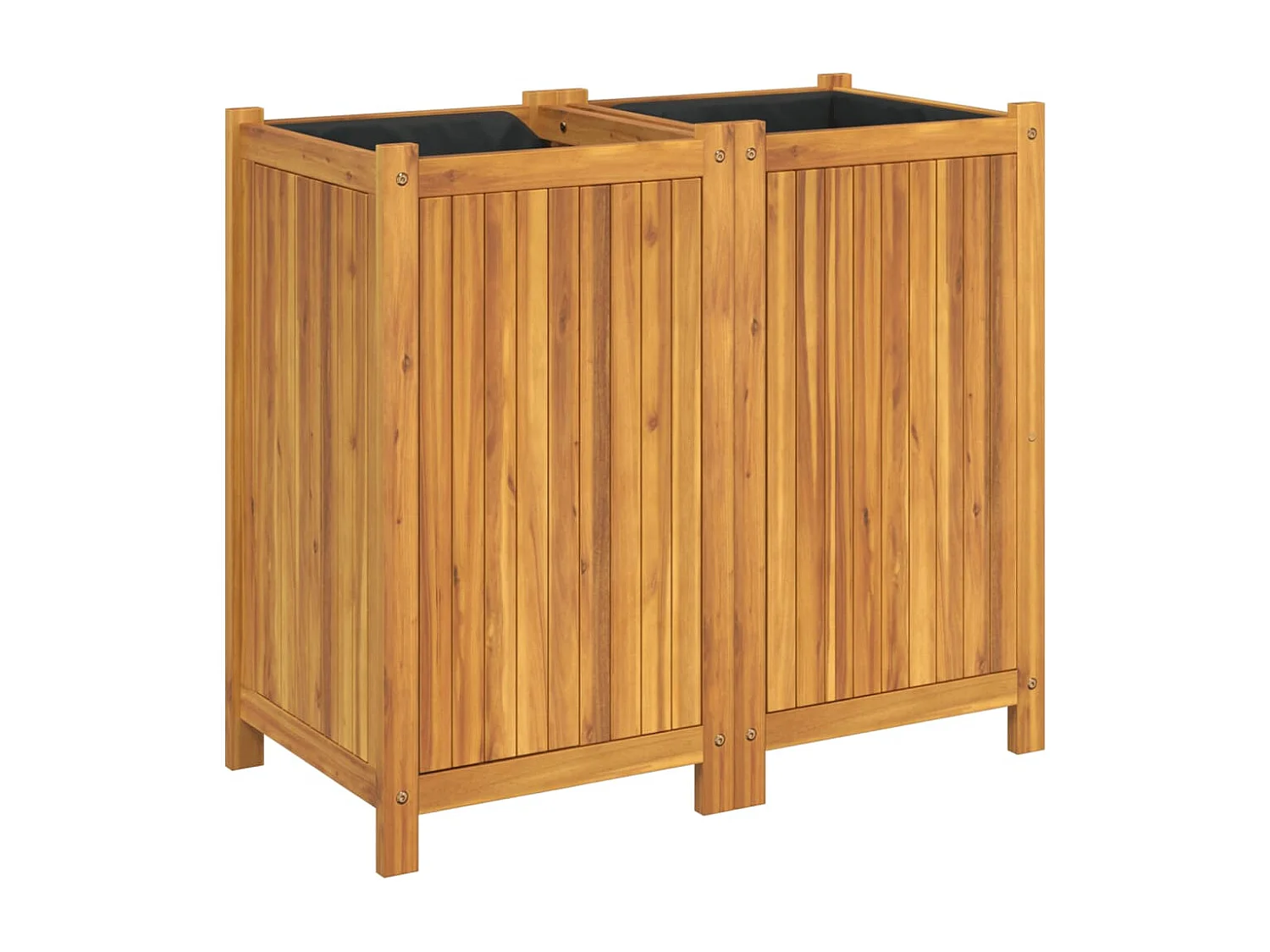 Fioriera aiuola rialzata vassoio piante fiori terrazza giardino con fodera 84 x 42 x 75 cm legno massello di acacia marrone 02_0038146