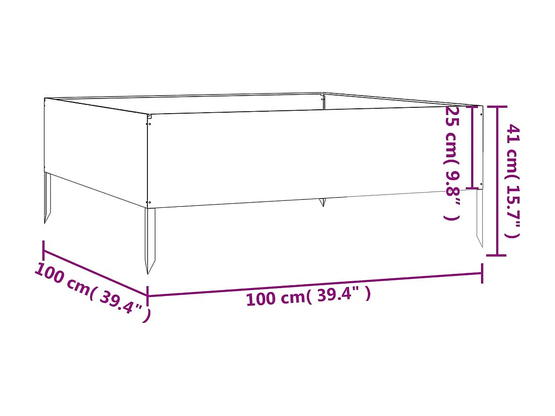 Macetero bancal elevado plantas flores terraza jardín jardín 100 x 100 x 41 cm acero corten marrón 02_0039291
