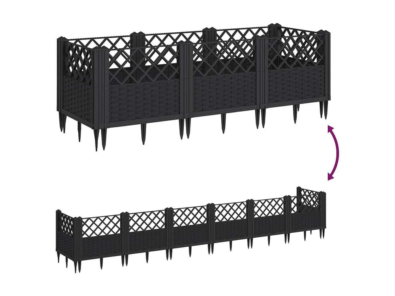 Jardinière bac lit surélevé noire 123 x 5 x 43 cm 02_0038184