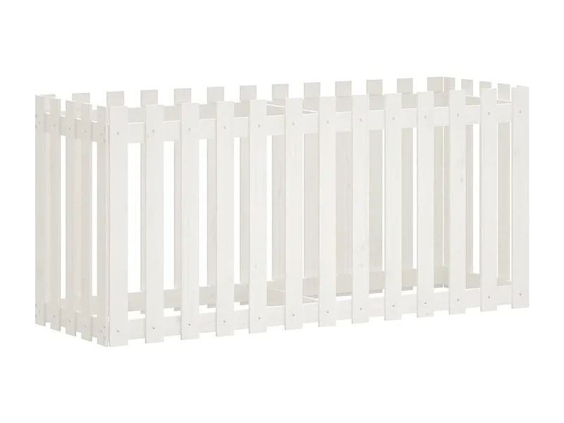 Macetero bancal elevado plantas flores terraza jardín valla de jardín diseño 150 x 50 x 70 cm pino macizo blanco 02_0039801