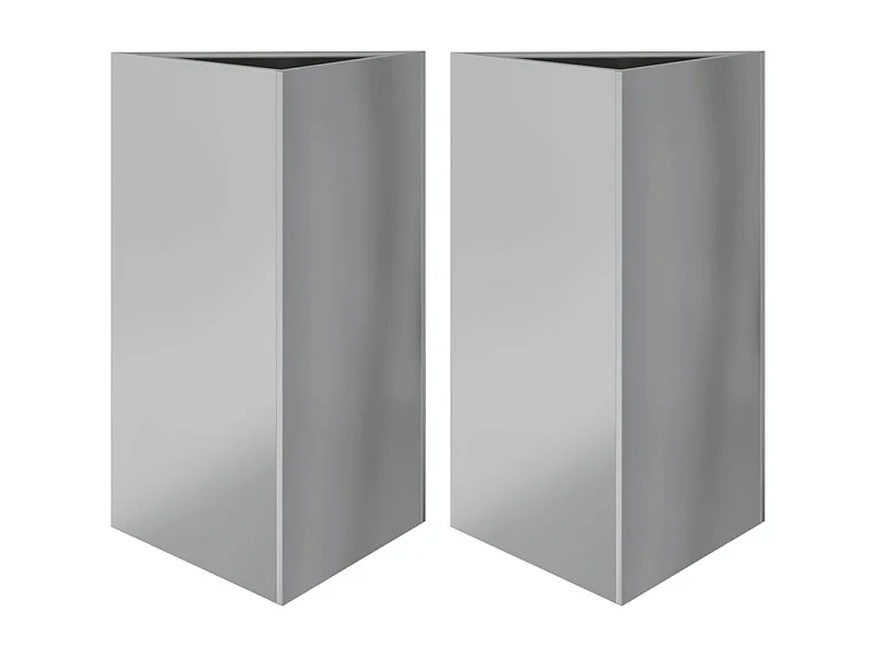 Vaso per fioriera aiuola rialzata piante fiori giardino terrazze set da 2 triangolari 50 x 43 x 75 cm acciaio zincato argento 02_0039108