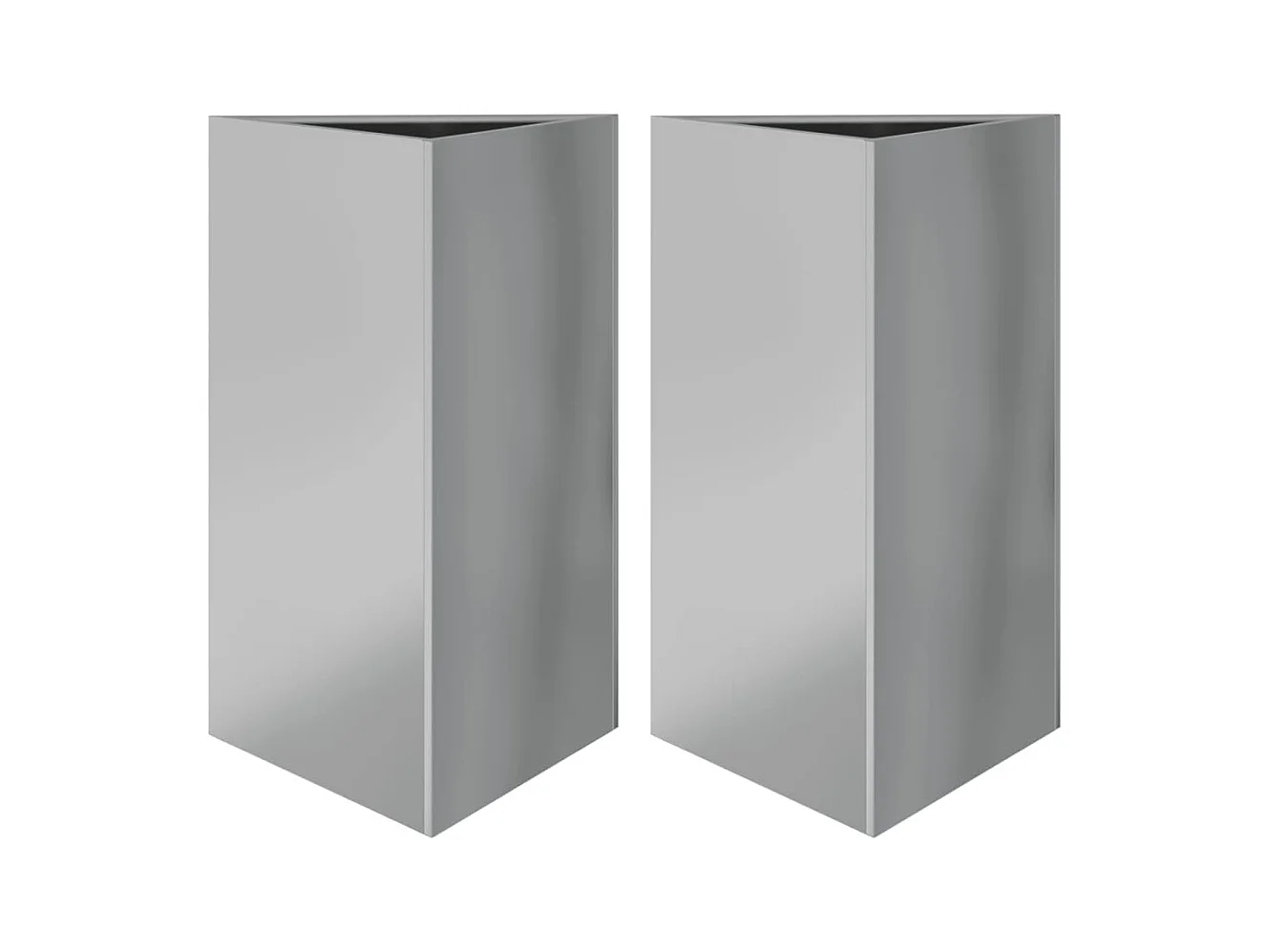 Vaso per fioriera aiuola rialzata piante fiori giardino terrazze set da 2 triangolari 50 x 43 x 75 cm acciaio zincato argento 02_0039108