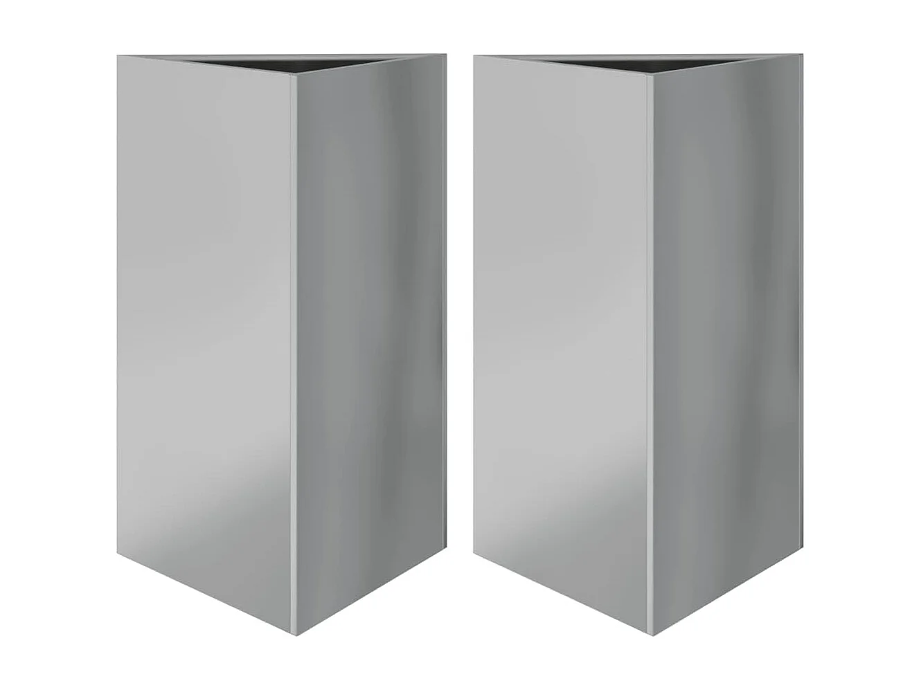 Vaso per fioriera aiuola rialzata piante fiori giardino terrazze set da 2 triangolari 50 x 43 x 75 cm acciaio zincato argento 02_0039108